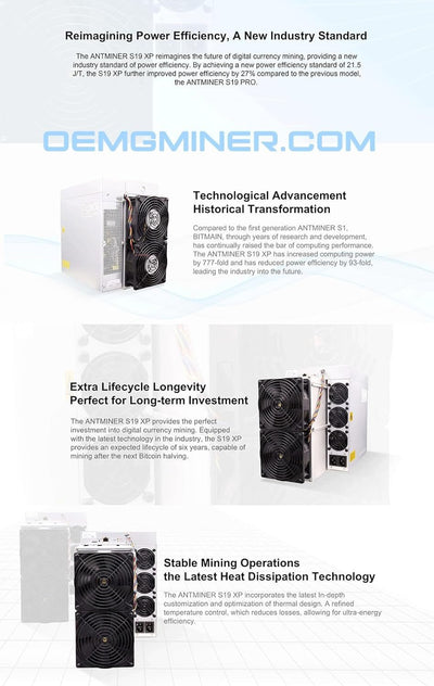 Bitmain Antminer Miner S19 XP 141T 3032W Bitcoin Miner BTC/BCH Miner Crypto Mining (Antminer S19 XP 141Th) (Renewed)